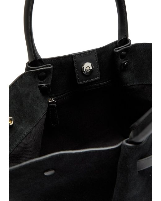 DeMellier London Black The Midi New York Grained Leather Tote Bag