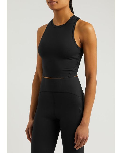 On Shoes Black Movement Cropped Stretch-Jersey Tank