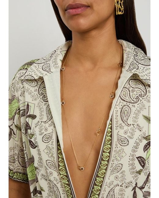 Tory Burch White Icon Pavé 18Kt-Plated Necklace