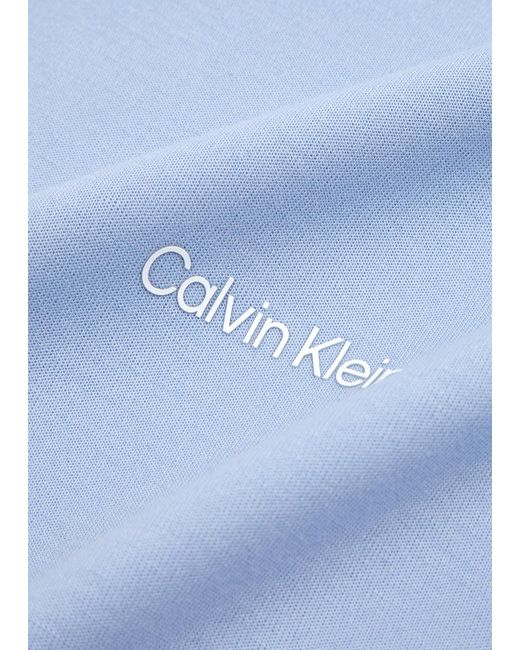 Calvin Klein Blue Logo Hooded Jersey Sweatshirt for men