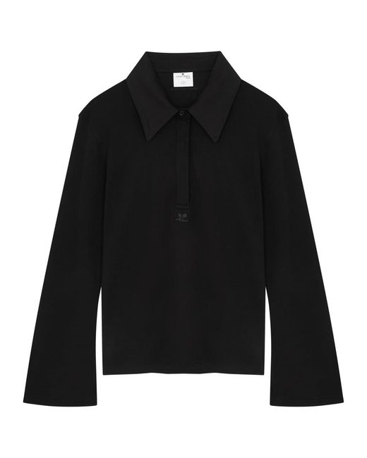 Courreges Black Piqué Cotton Polo Shirt