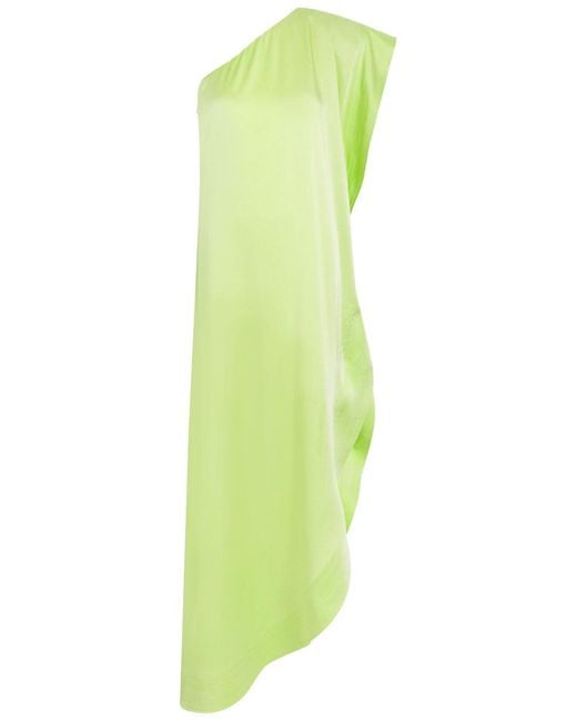 Stella McCartney Green Envers One-Shoulder Satin-Crepe Maxi Dress