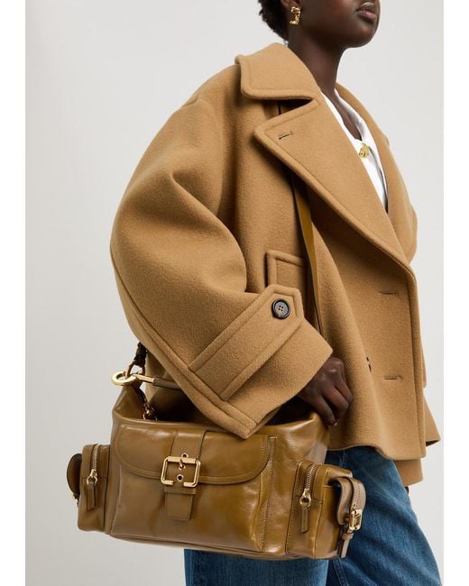 Chloé Brown Large Glossed Leather Camera Bag