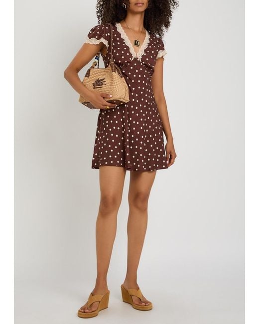 Rixo Red Cely Polka Dot Crepe De Chine Mini Dress