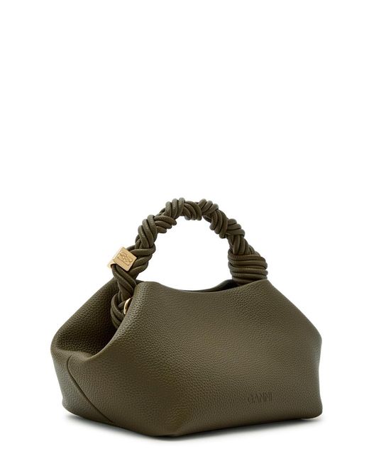 Ganni Green Bou Small Grained Leather Top Handle Bag