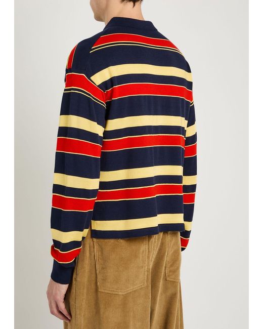 J.W. Anderson Blue Striped Knit Polo Shirt for men
