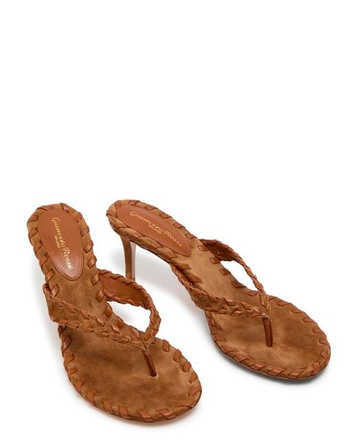 Gianvito Rossi Brown Zaira 70 Woven Nappa And Suede Sandals