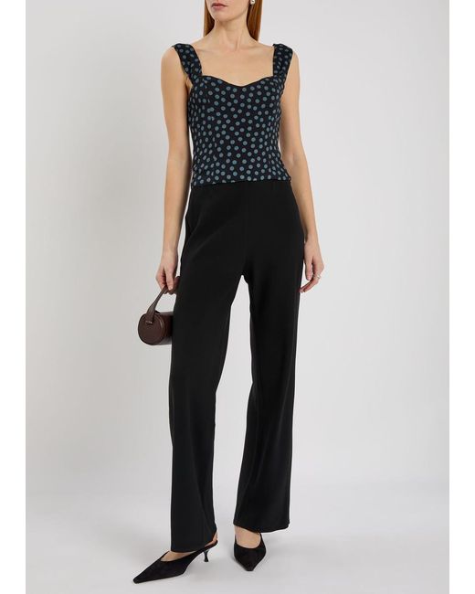 Reformation Black Gale Straight-Leg Crepe Trousers