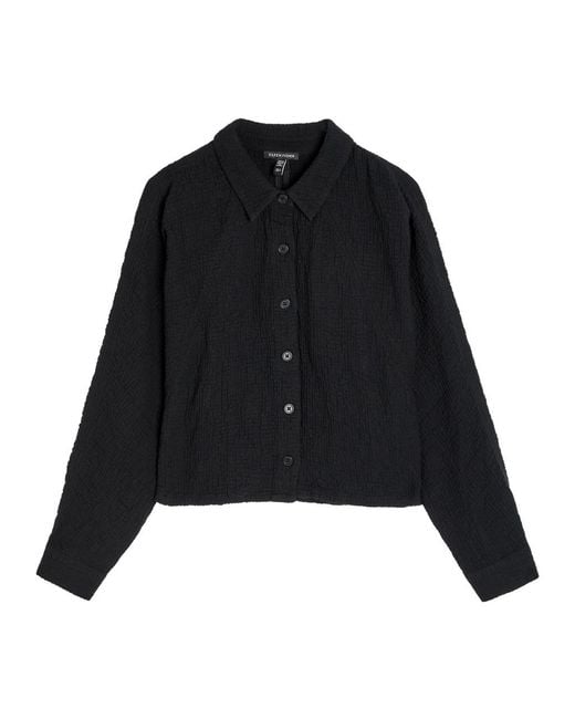 Eileen Fisher Black Seersucker Jacket
