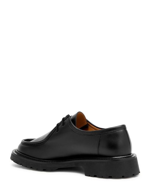 LEGRES Black Leather Derby Shoes