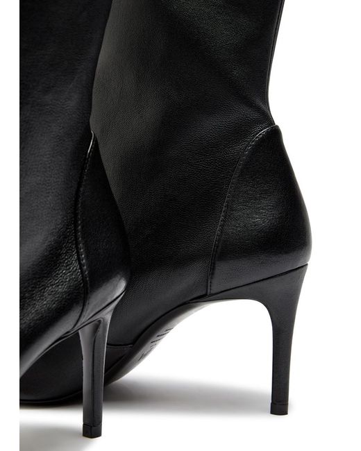 Stuart Weitzman Black Stuart Power 75 Leather Mid-Calf Boots
