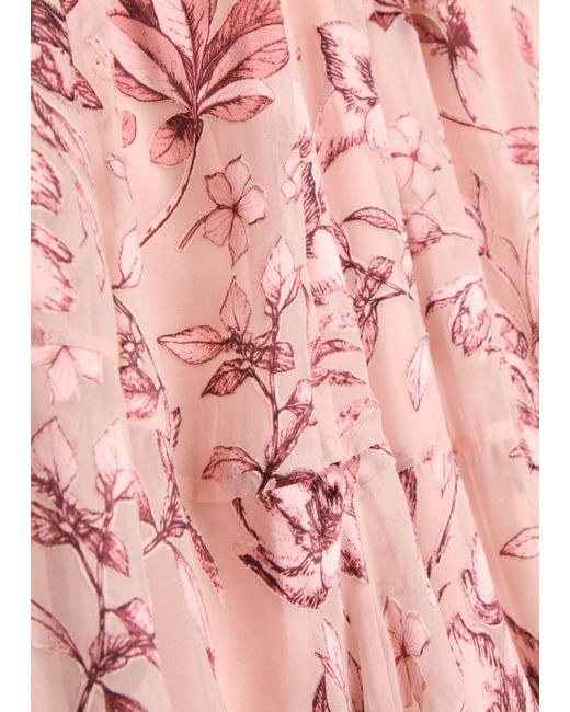 Alice + Olivia Red Stevie Devoré Chiffon Maxi Skirt