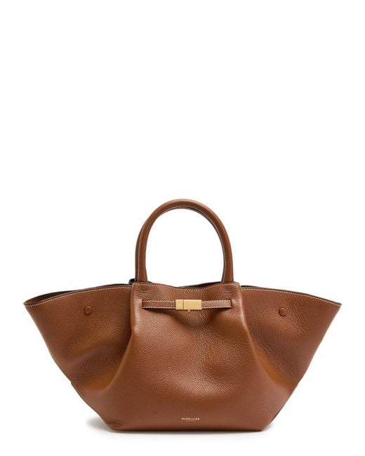 DeMellier London Brown New York Midi Grained Leather Tote