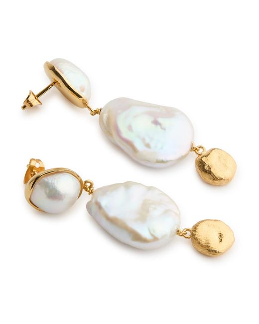 Joanna Laura Constantine White Embellished 18Kt-Plated Drop Earrings