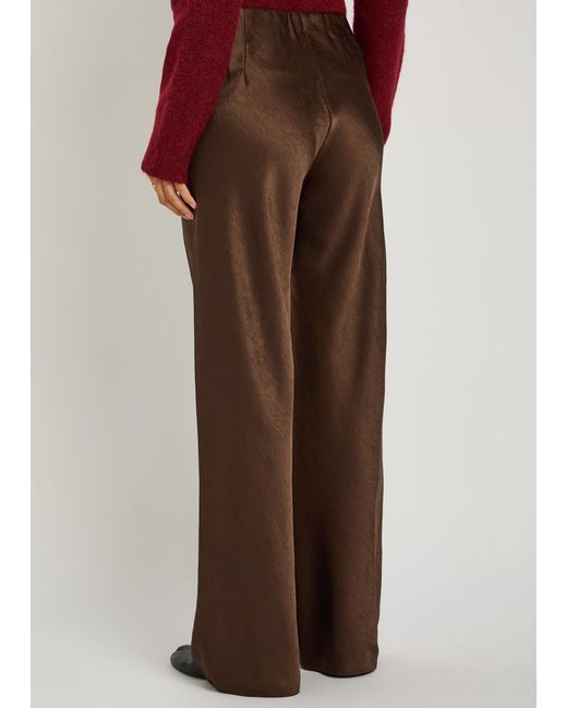 Vince Brown Straight-Leg Satin Trousers
