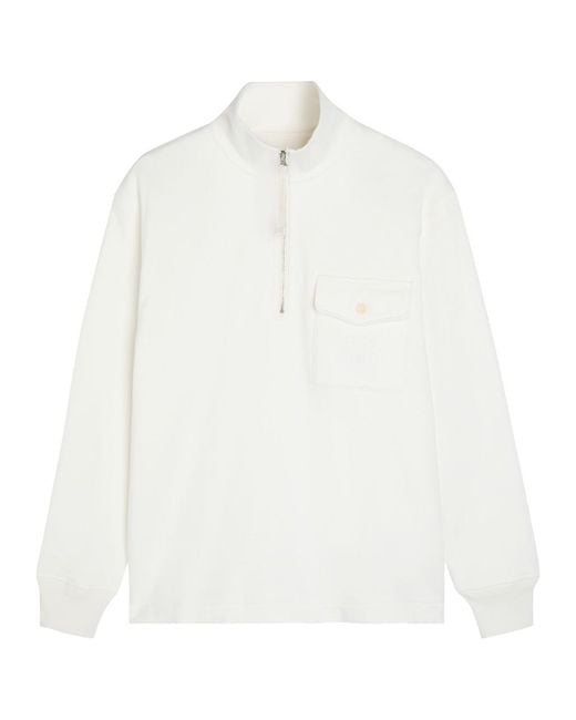 C P Company White Logo-Embroidered Cotton Sweatshirt for men