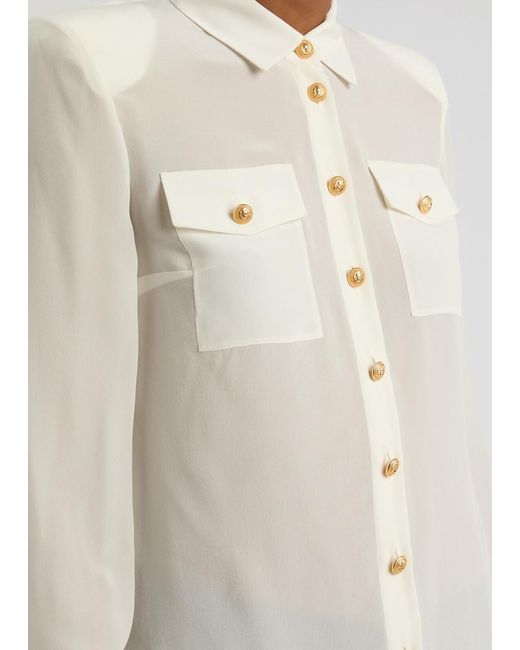 Balmain White Silk Crepe De Chine Shirt