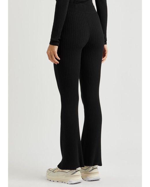 Moncler Black Flared-leg Ribbed-knit Trousers
