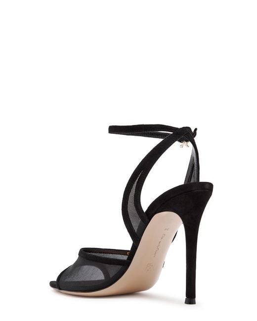 Gianvito Rossi Black Dorotea 105 Mesh And Suede Sandals
