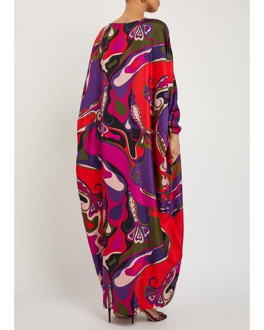 Emilio Pucci Red Printed Silk Gown