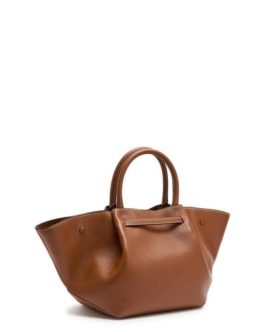 DeMellier London Brown New York Midi Grained Leather Tote