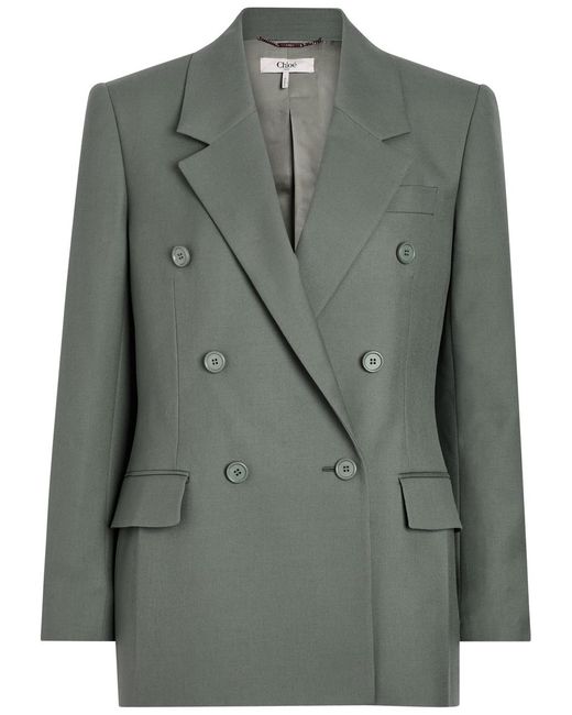 Chloé Green Double-Breasted Wool Blazer
