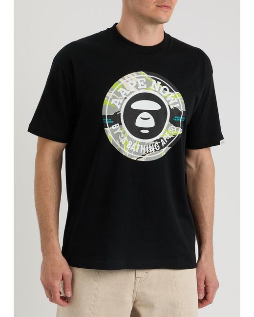 Aape Black Logo-Print Cotton T-Shirt for men