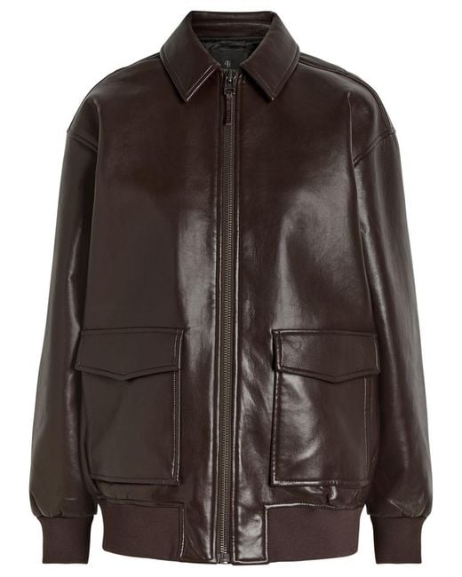 Anine Bing Brown Kelanie Leather-Blend Jacket