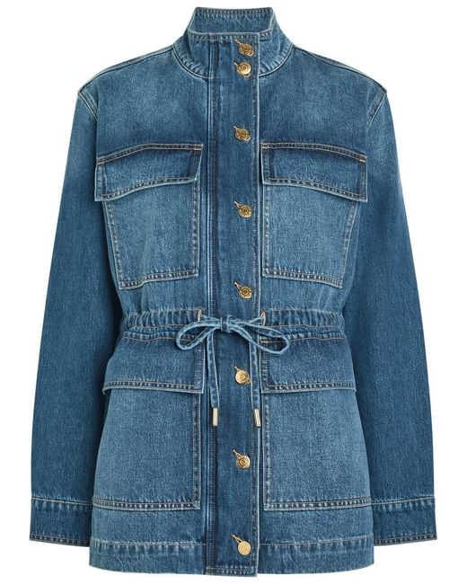Veronica Beard Blue Truman Drawstring Denim Jacket