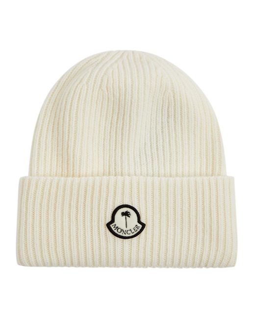 Moncler Genius White 8 Moncler Palm Angels Ribbed Wool Beanie for men