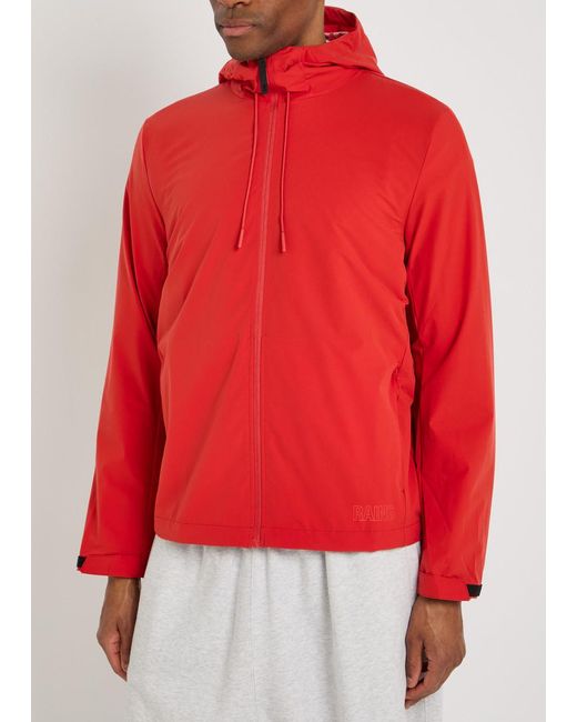 Rains Red Mito Water-Repellent Hooded Shell Jacket for men