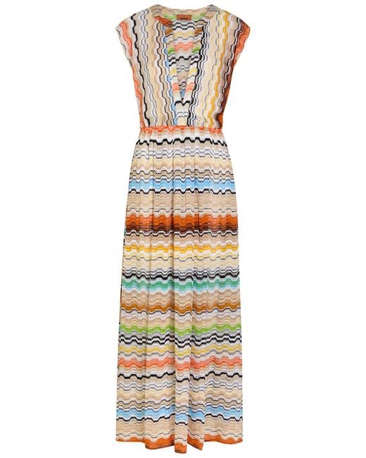 Missoni Multicolor Zigzag Fine-Knit Maxi Cover-Up Dress