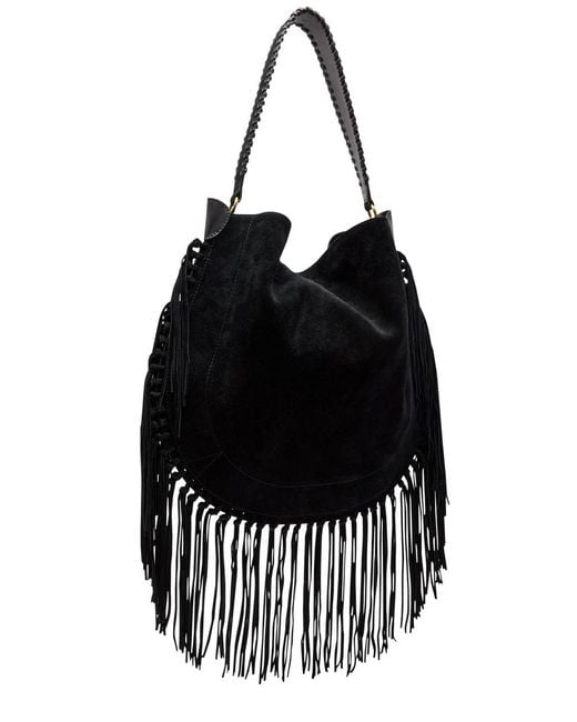 Isabel Marant Black Oskan Hobo Fringed Suede Shoulder Bag