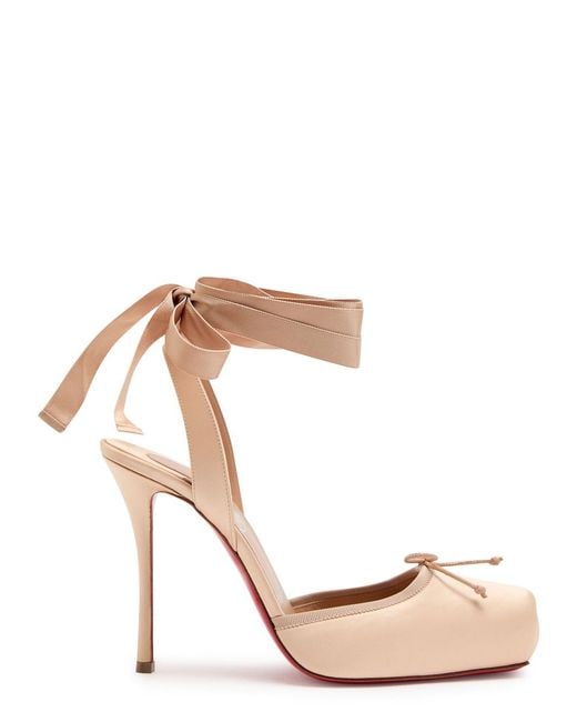 Christian Louboutin Pink Cassia Lace Up 100 Satin Pumps