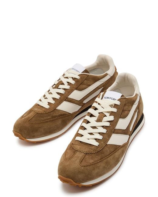 Tom Ford Brown Mick Panelled Suede Sneakers for men