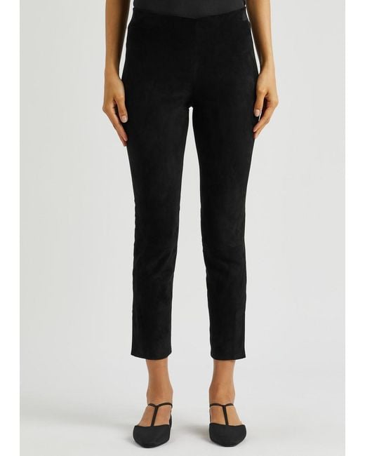 Vince Black Split-cuff Suede Trousers