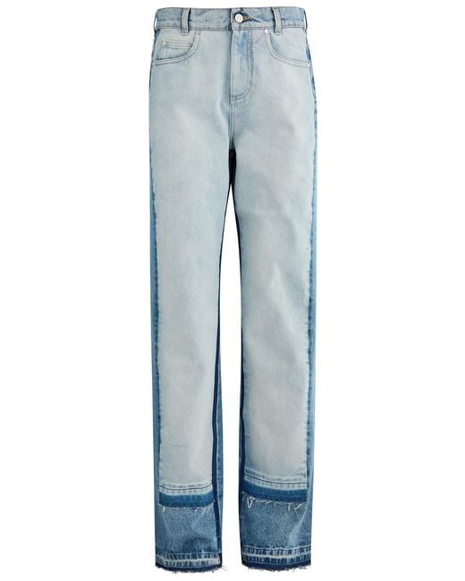 Stella McCartney Blue Panelled Straight-Leg Jeans