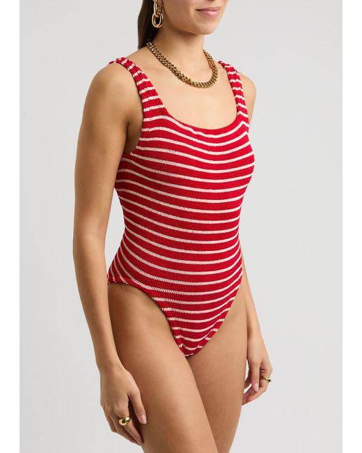 Hunza G Red Seersucker Swimsuit