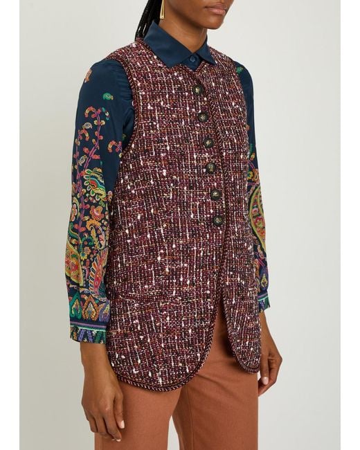 Etro Purple Patterned Bouclé Gilet