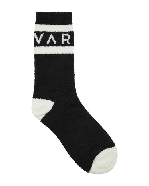 Varley Black Spencer Logo-intarsia Chenille Socks