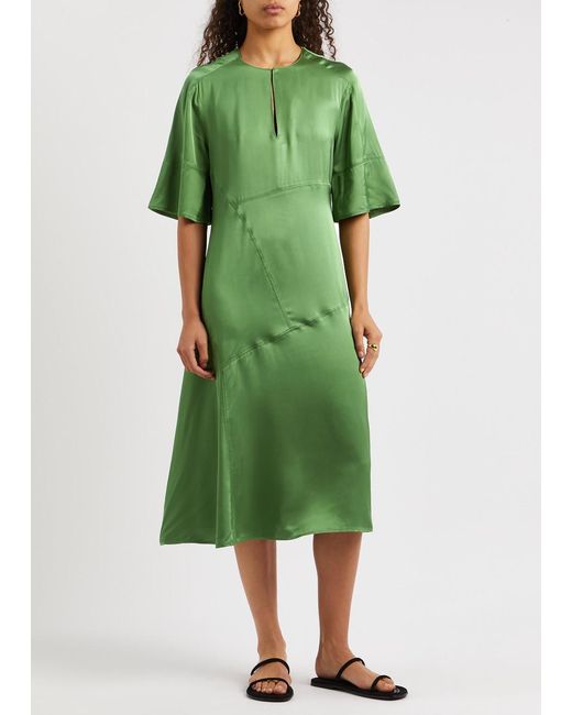 Day Birger et Mikkelsen Green Janis Satin Midi Dress