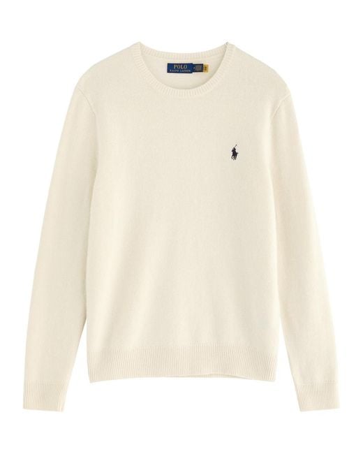 Polo Ralph Lauren Natural Logo-Embroidered Wool-Blend Jumper for men