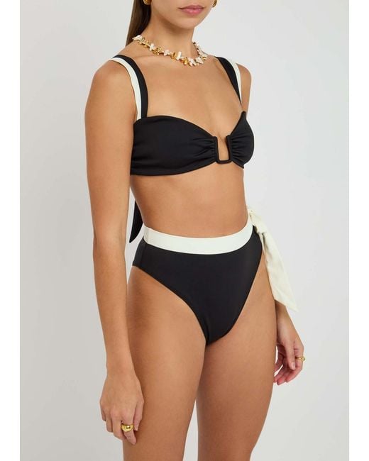 Away That Day Black Lido Unidici Designer Scoop Neck Bikini, M