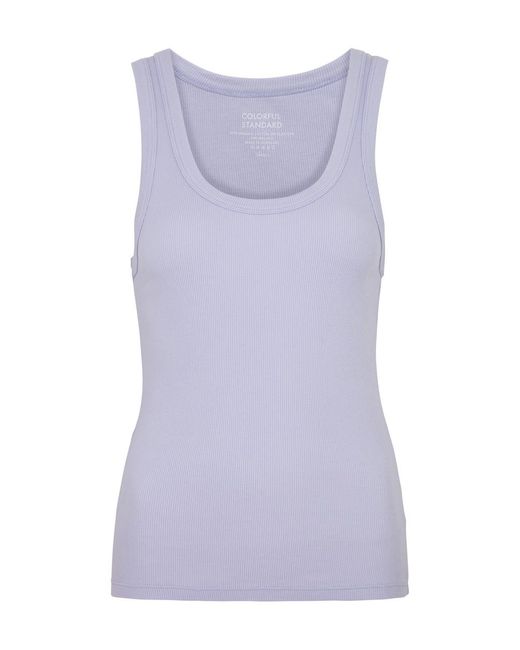COLORFUL STANDARD Purple Ribbed Stretch-Cotton Tank