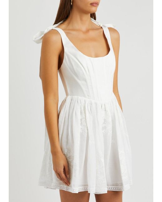 Zimmermann White Alight Linen And Ramie Mini Dress