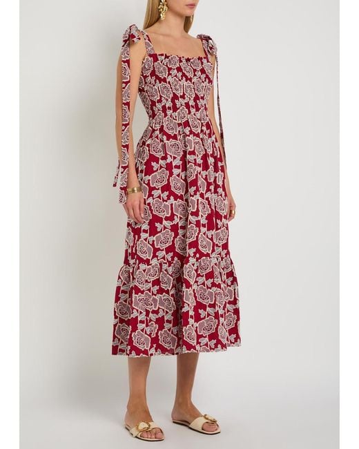Erdem Floral-Embroidered Cotton-Blend Midi Dress
