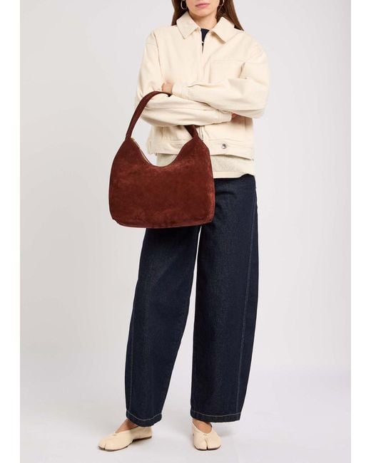 Mansur Gavriel Brown Candy Hobo Suede Shoulder Bag