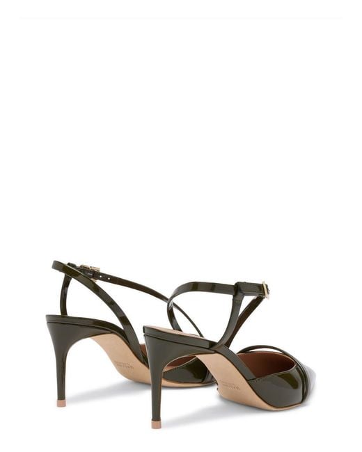 Malone Souliers Metallic Valeria 70 Patent Slingback Pumps