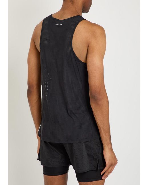 Literary Sport Black Jude Perforated Run Tank for men