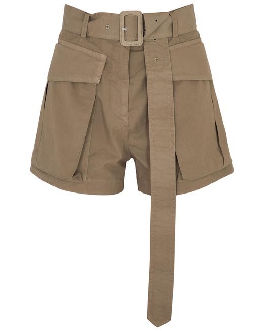 Dries Van Noten Natural Peza Belted Cotton Shorts